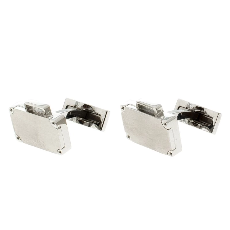 S.T. Dupont Suitcase Brush Decor Silver Tone Classic Men's Cufflinks For Men - Image 3