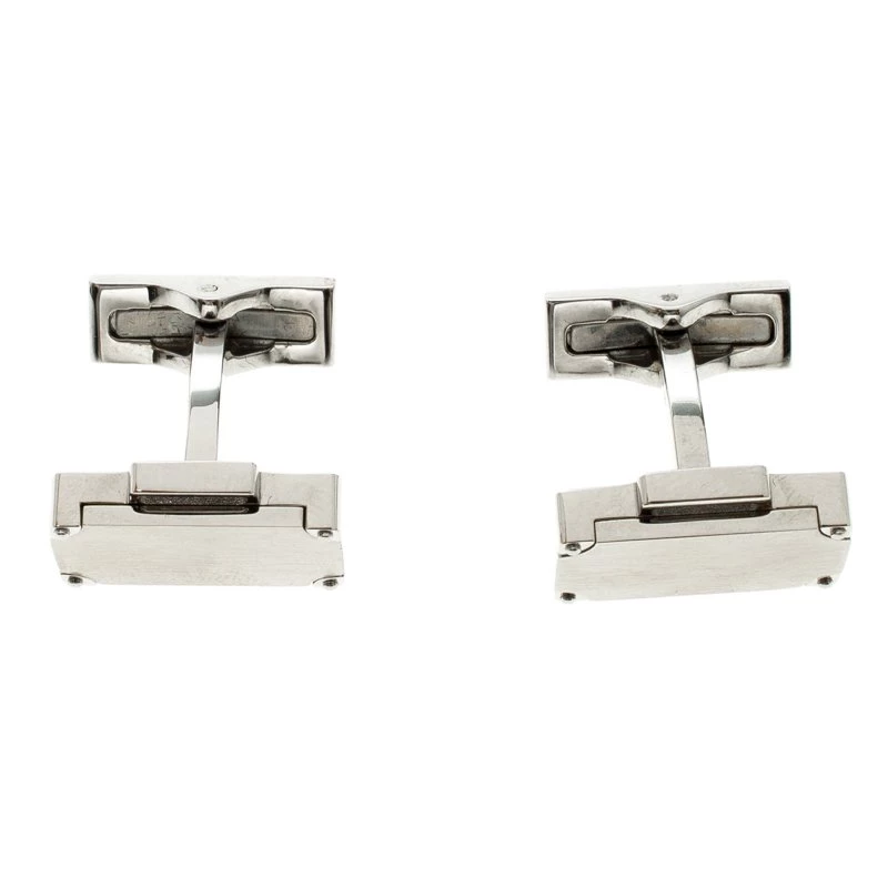 S.T. Dupont Suitcase Brush Decor Silver Tone Classic Men's Cufflinks For Men - Image 4