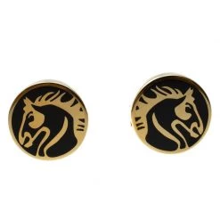 S.T. Dupont Black Lacquer Horse Gold Plated Limited Edition Cufflinks For Men