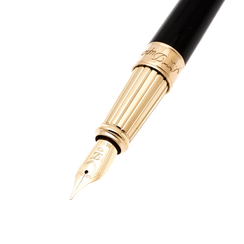 S.T. Dupont D Line Black Lacquer Gold Plated Fountain Pen For Men - Image 2