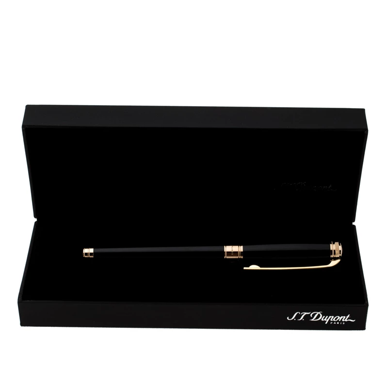 S.T. Dupont D Line Black Lacquer Gold Plated Fountain Pen For Men - Image 5
