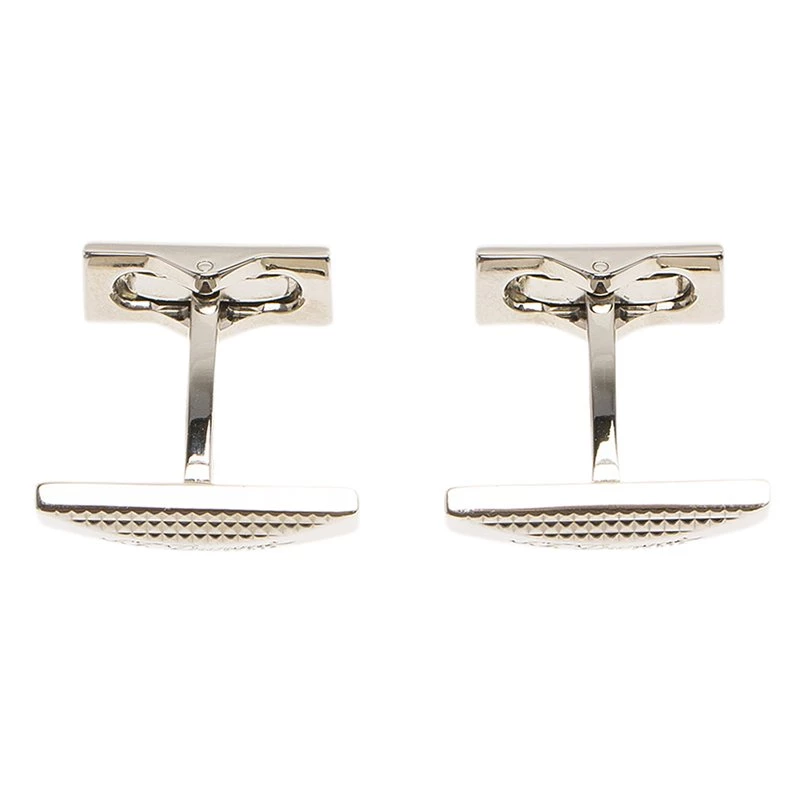 S.T. Dupont Logo Rectangular Diamond Head Palladium Plated Men's Cufflinks For Men - Image 4