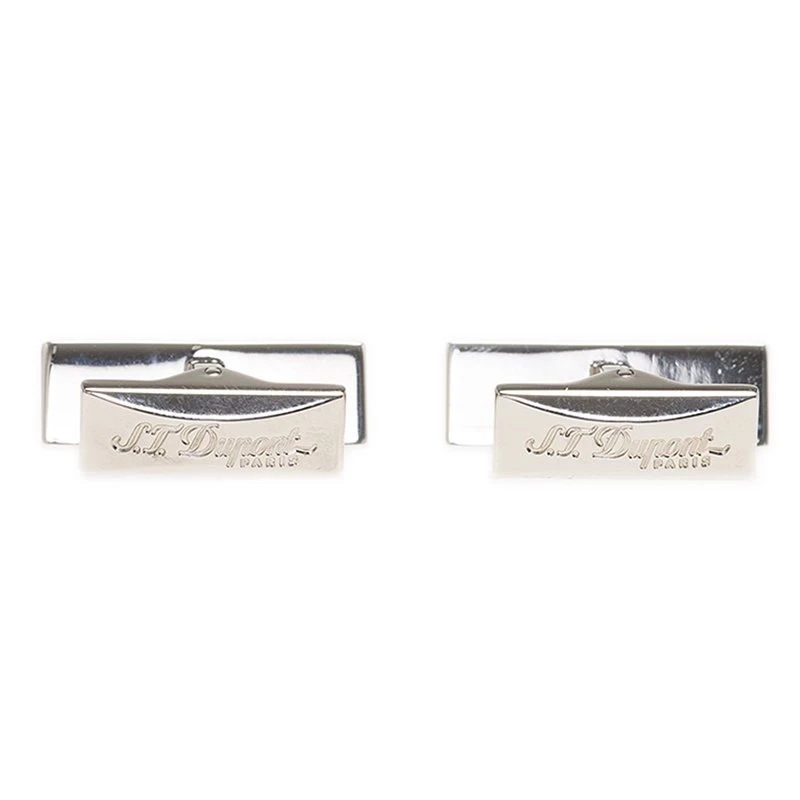 S.T. Dupont Logo Rectangular Diamond Head Palladium Plated Men's Cufflinks For Men - Image 5