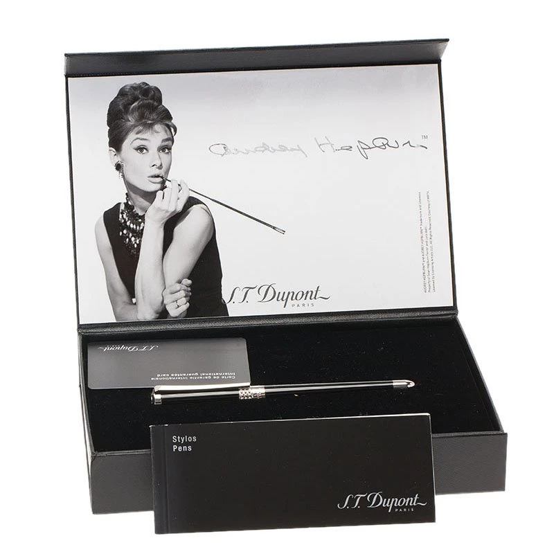 S.T. Dupont Thematic Audrey Hepburn Limited Edition Black Lacquer Palladium Finish Fountain Pen With 18k Gold Medium Nib For Men - Image 5