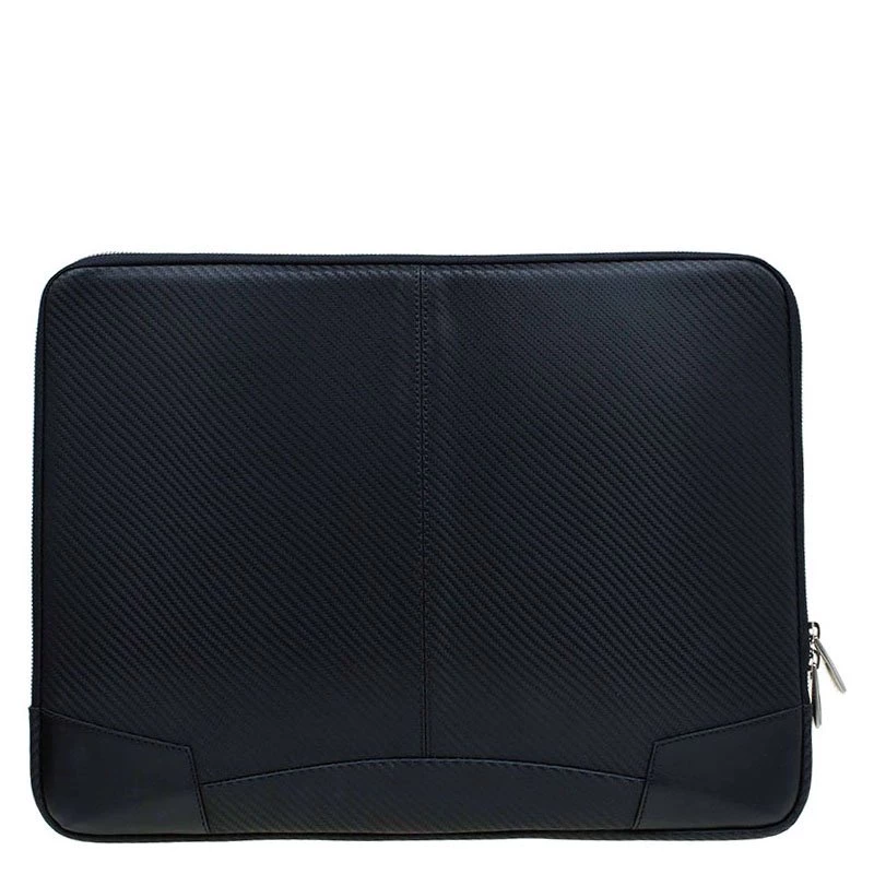 S.T. Dupont Black Leather Carbone Laptop Case For Men - Image 4