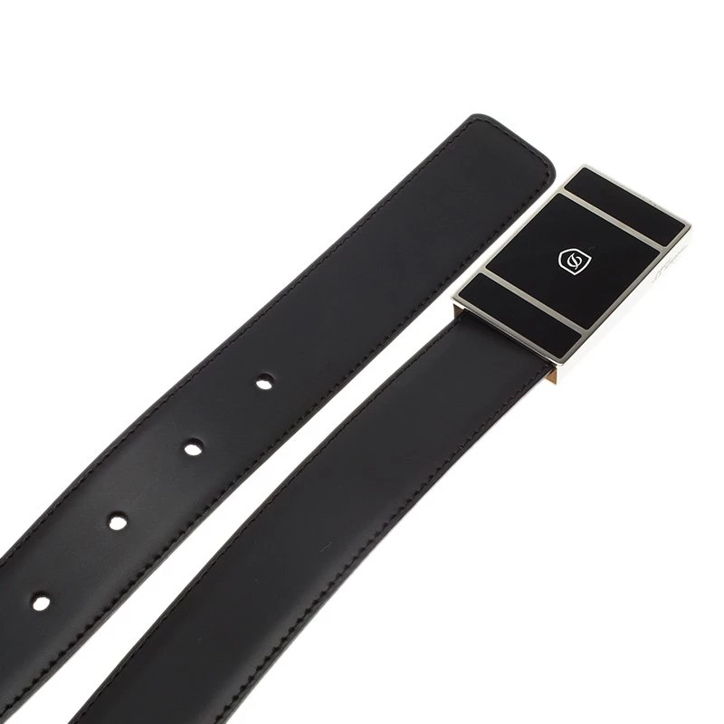 S.T. Dupont Black Leather Natural Lacquer And Palladium Line D Heritage Belt 110 CM For Men - Image 4
