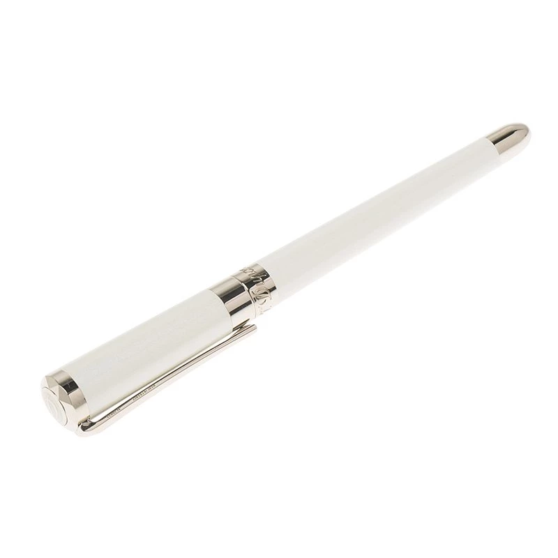 S.T. Dupont Liberte White Pearly Lacquer Palladium Finish Fountain Pen With 14k Gold Medium Nib For Men - Image 4