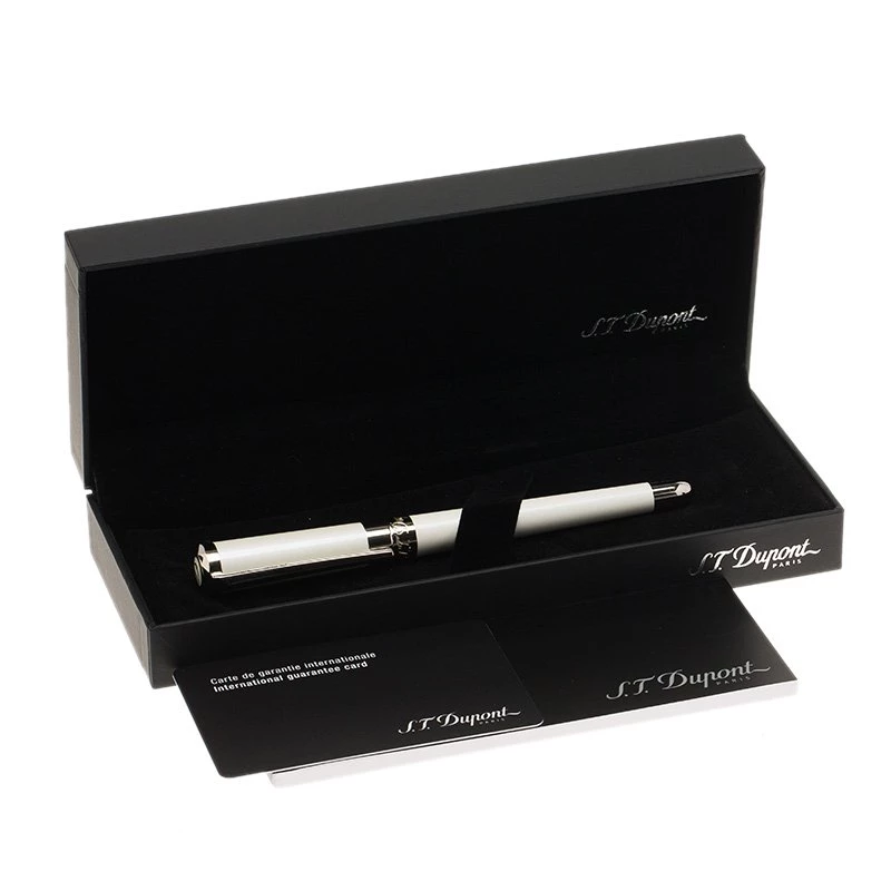 S.T. Dupont Liberte White Pearly Lacquer Palladium Finish Fountain Pen With 14k Gold Medium Nib For Men - Image 5