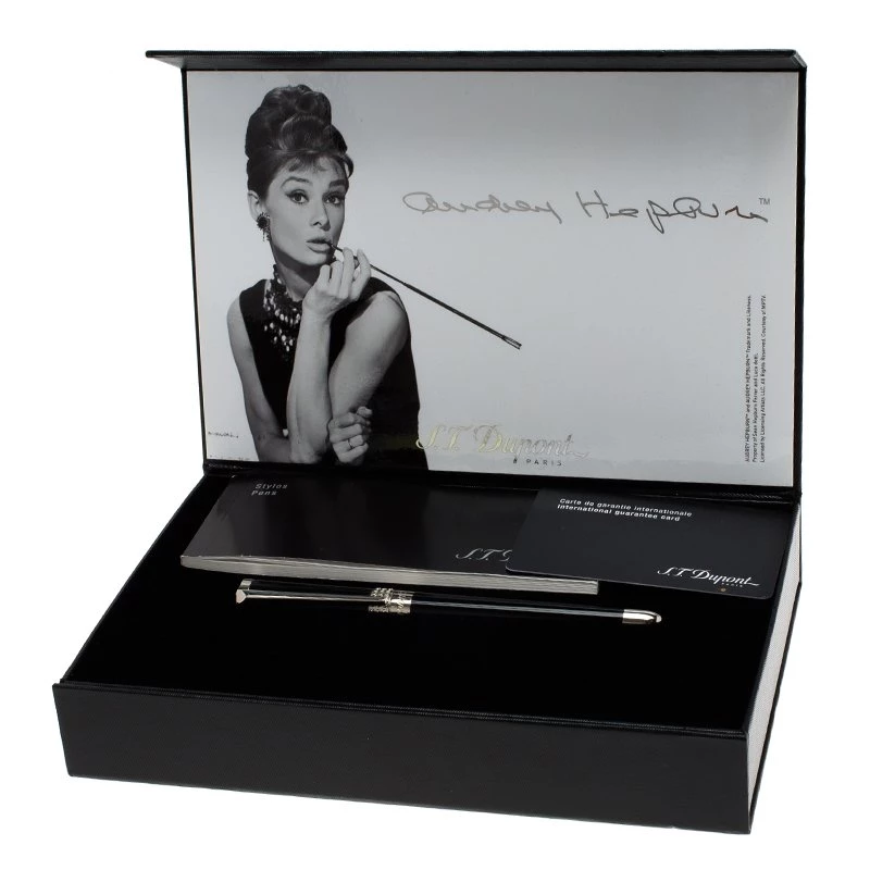 S.T. Dupont Audrey Hepburn Limited Edition Black Lacquer Palladium Finish Fountain Pen With 14k Gold Nib M For Men - Image 5