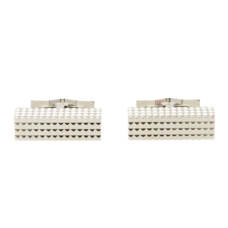 S.T. Dupont Square Diamond Head Collection Rectangular Palladium Plated Men's Cufflinks For Men
