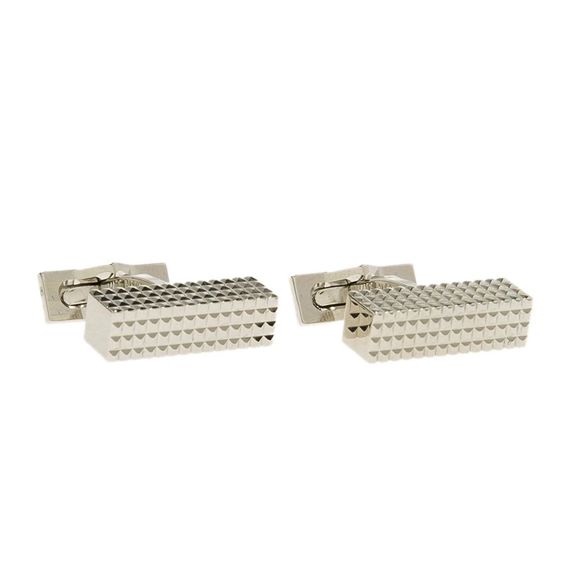 S.T. Dupont Square Diamond Head Collection Rectangular Palladium Plated Men's Cufflinks For Men - Image 3