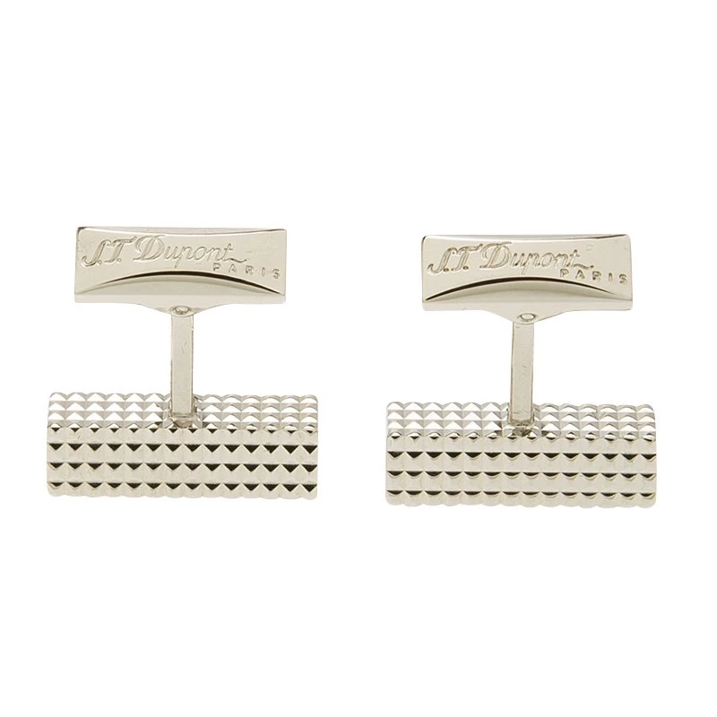 S.T. Dupont Square Diamond Head Collection Rectangular Palladium Plated Men's Cufflinks For Men - Image 4