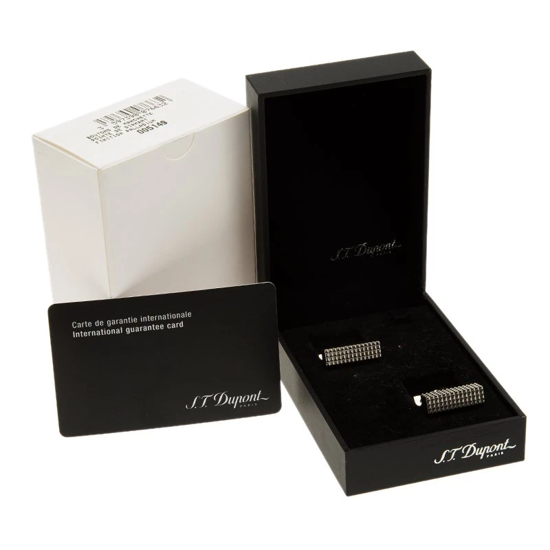 S.T. Dupont Square Diamond Head Collection Rectangular Palladium Plated Men's Cufflinks For Men - Image 6