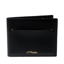 S.T. Dupont Black Leather James Bond 7CC Bifold Wallet For Men