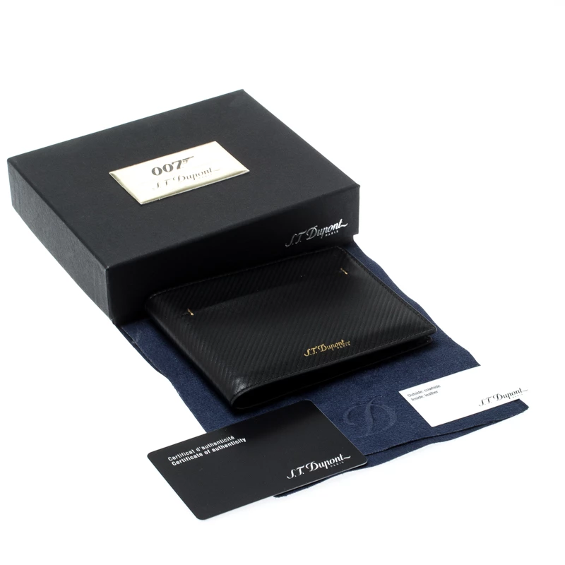 S.T. Dupont Black Leather James Bond 7CC Bifold Wallet For Men - Image 9