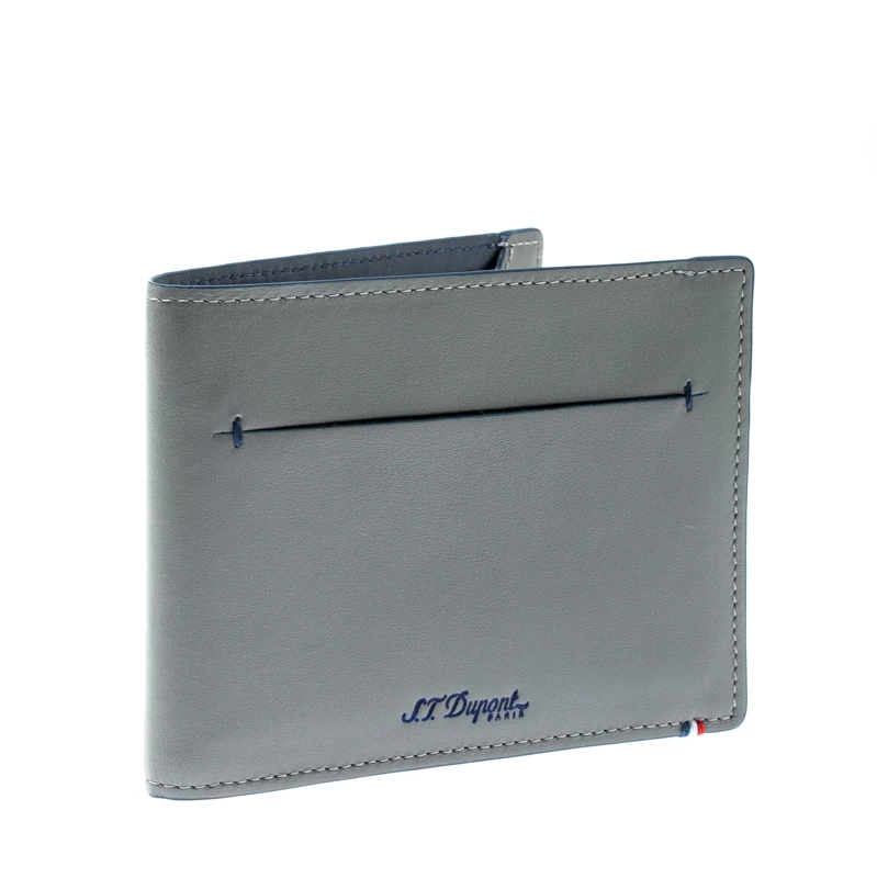 S.T. Dupont Grey Leather D Line 7CC Bifold Wallet For Men - Image 3