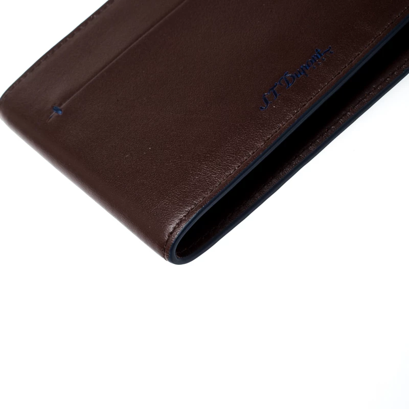 S.T. Dupont Brown Leather D Line 7CC Bifold Wallet For Men - Image 9
