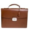 S.T. Dupont Brown Leather Atelier Line D One Gusset Briefcase For Men