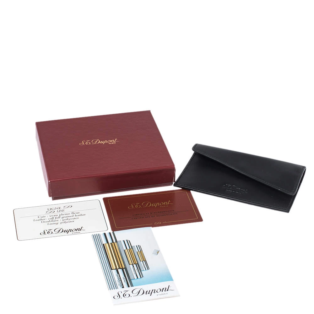 S.T. Dupont Black Leather Business Card Holder For Men - Image 8
