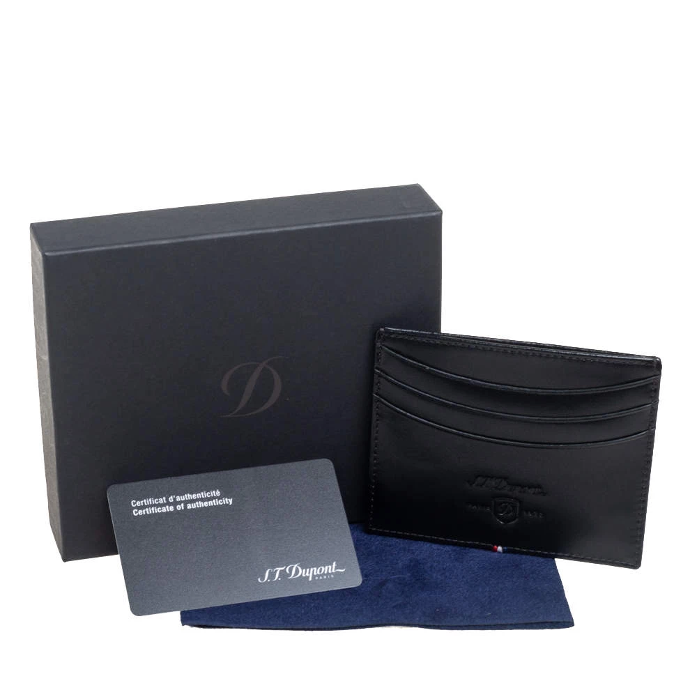 S.T. Dupont Black Leather Line-D Card Holder For Men - Image 9
