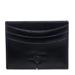 S.T. Dupont Black Leather Line-D Card Holder For Men
