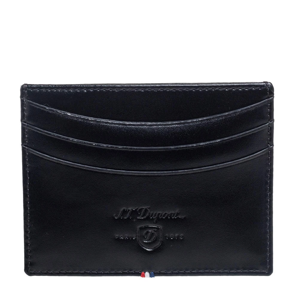 S.T. Dupont Black Leather Line-D Card Holder For Men