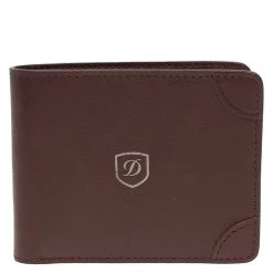 S.T. Dupont Brown Leather Bi Fold Wallet For Men