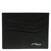 S.T. Dupont Black Leather Card Holder 4CC For Men