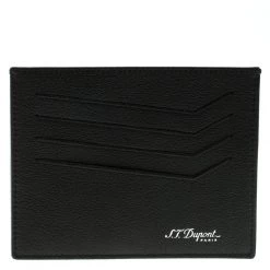 S.T. Dupont Black Leather Card Holder 4CC For Men