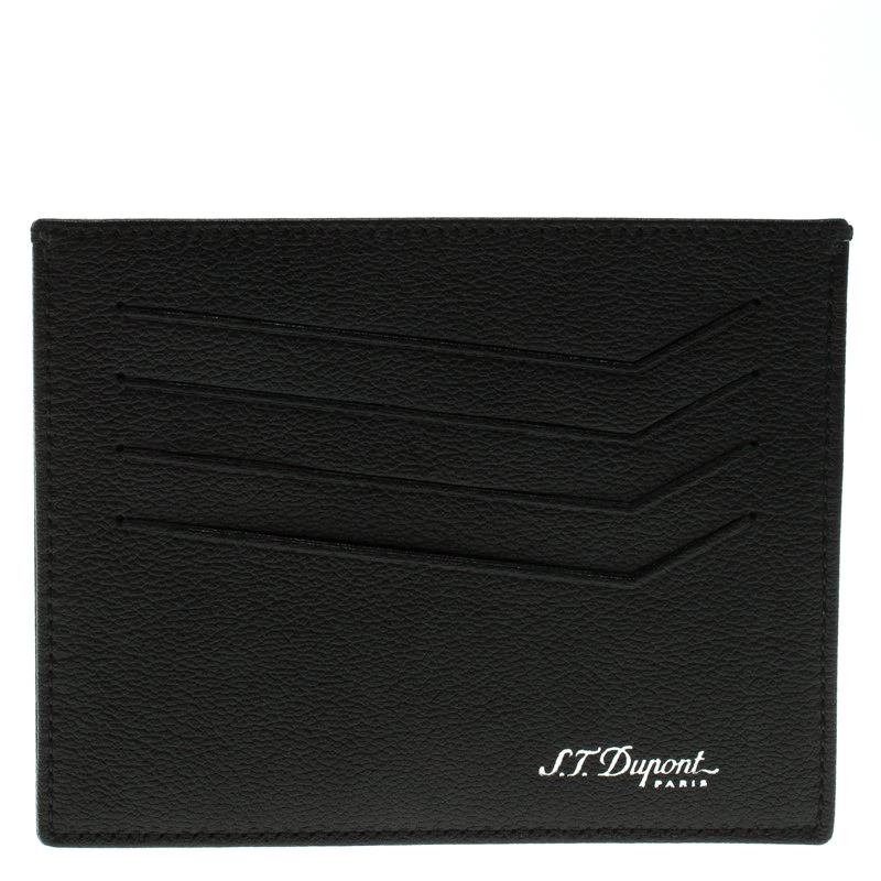 S.T. Dupont Black Leather Card Holder 4CC For Men