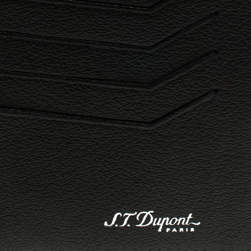 S.T. Dupont Black Leather Card Holder 4CC For Men - Image 5