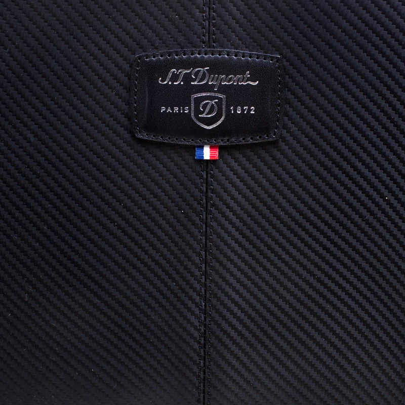 S.T. Dupont Black Leather Carbone Laptop Case Bag For Men - Image 5