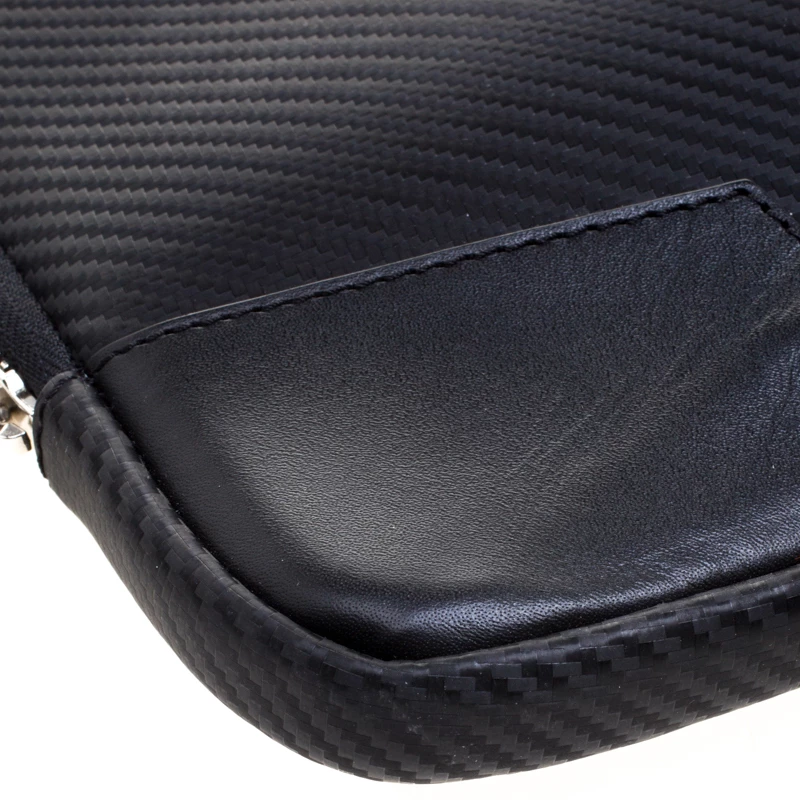 S.T. Dupont Black Leather Carbone Laptop Case Bag For Men - Image 10