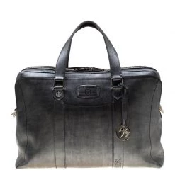 S.T. Dupont Metallic Grey Leather Line D Star Wars Document And Laptop Holder Briefcase For Men