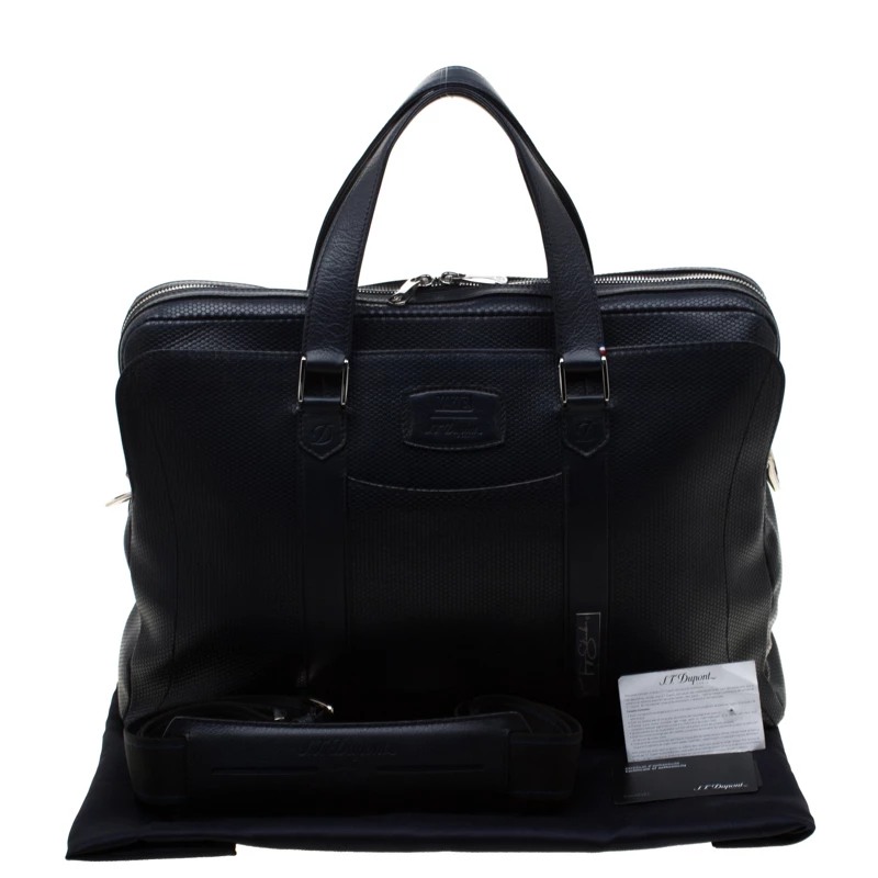 S.T. Dupont Deep Navy Blue Leather Line D Tony Stark Document And Laptop Holder Briefcase For Men - Image 10