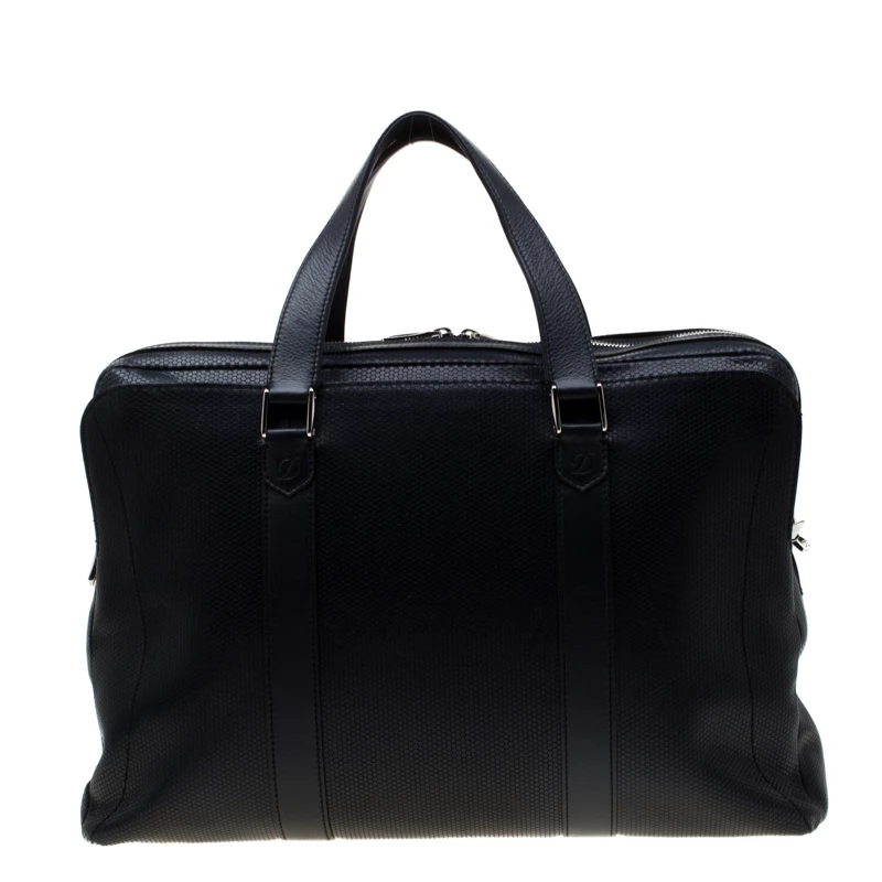 S.T. Dupont Deep Navy Blue Leather Line D Tony Stark Document And Laptop Holder Briefcase For Men - Image 4