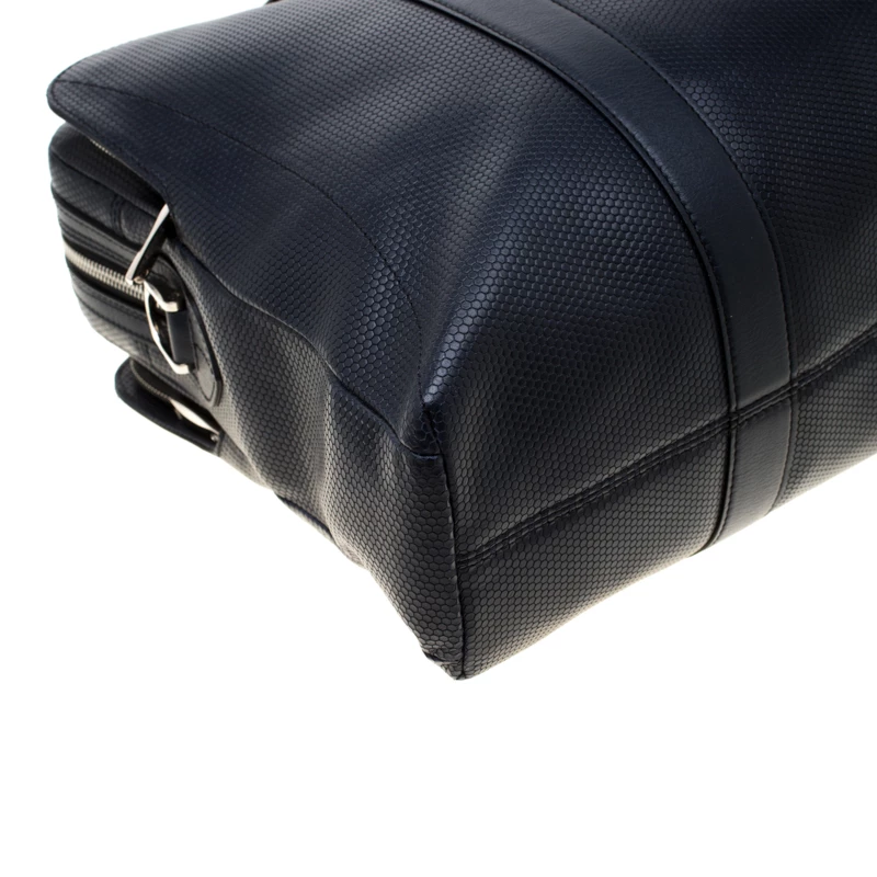 S.T. Dupont Deep Navy Blue Leather Line D Tony Stark Document And Laptop Holder Briefcase For Men - Image 11