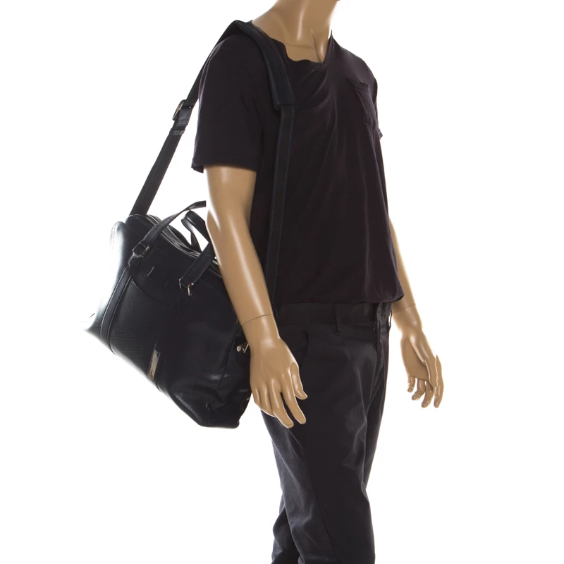 S.T. Dupont Deep Navy Blue Leather Line D Tony Stark Document And Laptop Holder Briefcase For Men - Image 2