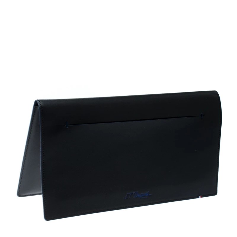 S.T. Dupont Black/Blue Leather Line D Slim Organizer For Men - Image 3