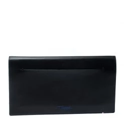 S.T. Dupont Black/Blue Leather Line D Slim Organizer For Men