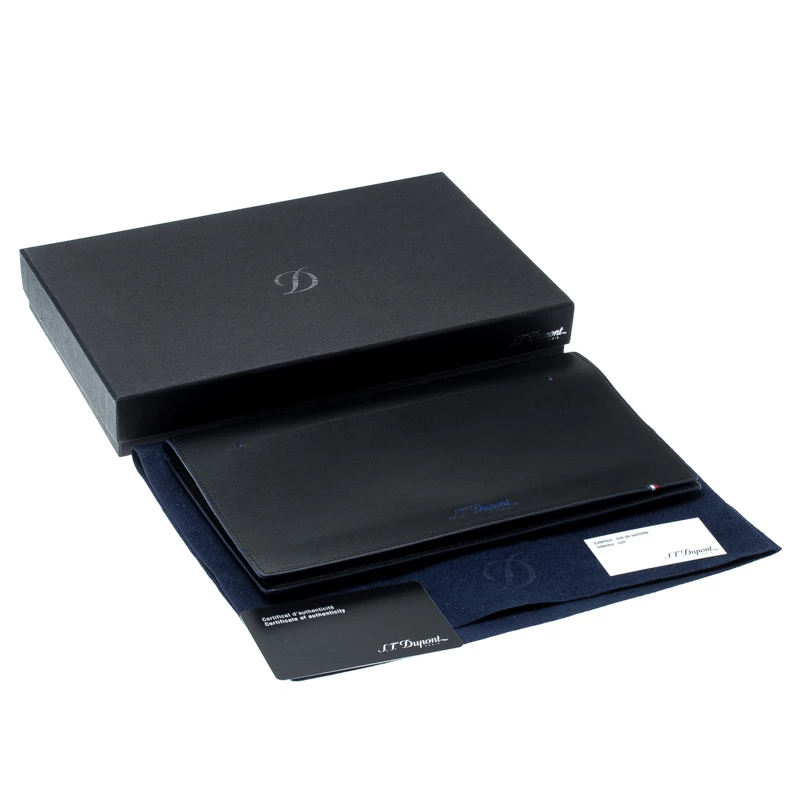 S.T. Dupont Black/Blue Leather Line D Slim Organizer For Men - Image 8
