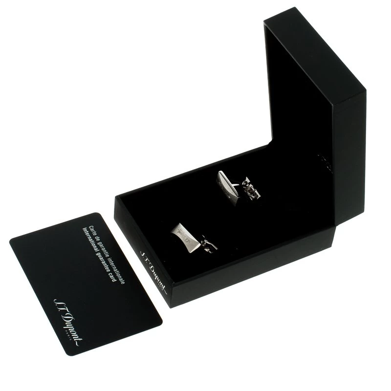 S.T. Dupont Logo Palladium Finish Men's Cufflinks For Men - Image 5