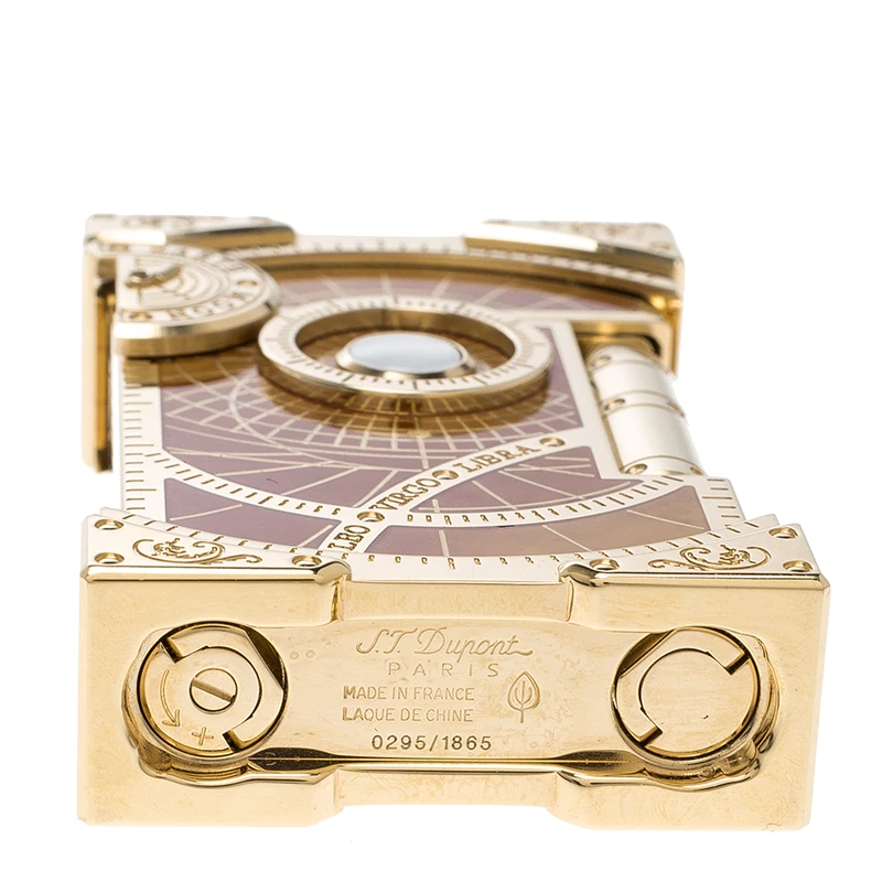 S.T. Dupont Brown Lacquer And Gold Finish Shoot The Moon Limited Edition Lighter For Men - Image 5