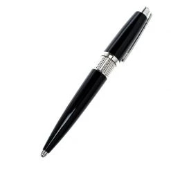 S.T. Dupont Black Resin Silver Tone Ballpoint Pen For Men