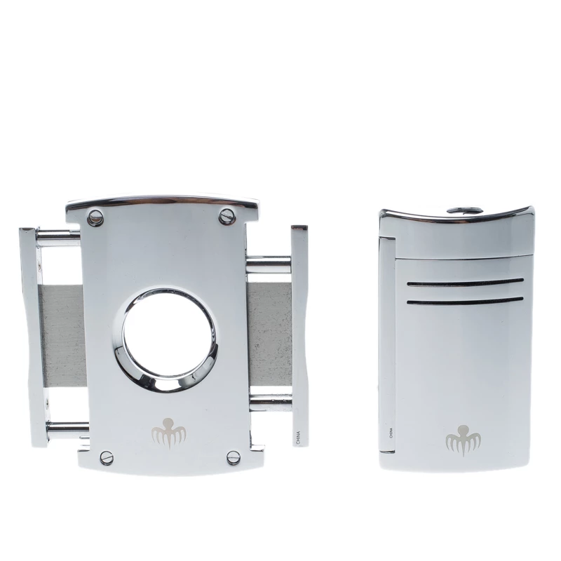 S.T. Dupont Spectre Silver Tone Limited Edition Torch Flame & Cigar Cutter Set For Men - Image 2