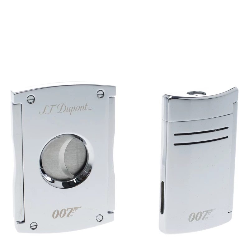 S.T. Dupont Spectre Silver Tone Limited Edition Torch Flame & Cigar Cutter Set For Men - Image 3