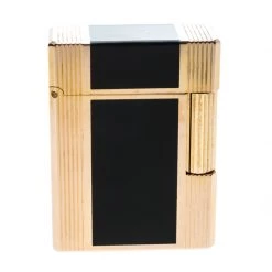 S.T. Dupont Black Chinese Lacquer Textured Gold Plated Lighter For Men