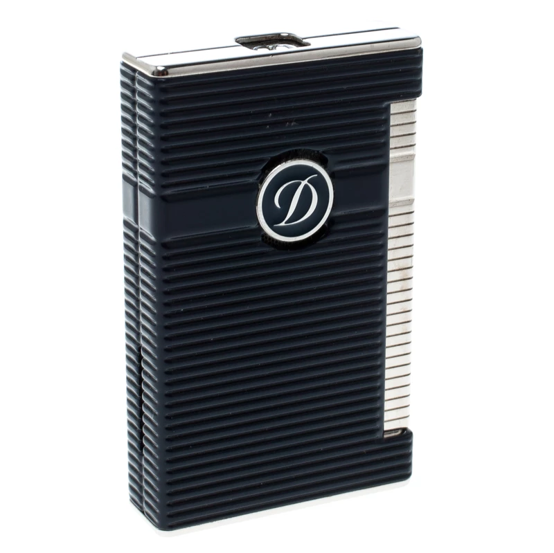 S.T. Dupont S.T Dupont Ligne 2 Navy Blue Lacquer Palladium Finish Torch Lighter For Men - Image 3