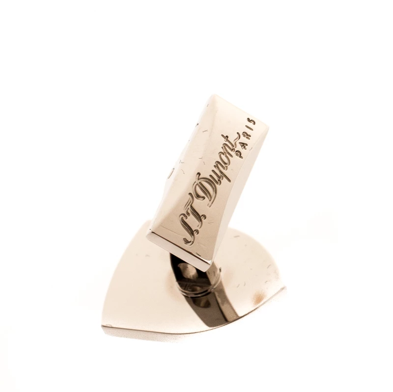 S.T. Dupont Blazon Black Lacquer Silver Tone Cufflinks For Men - Image 5
