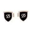S.T. Dupont Blazon Black Lacquer Silver Tone Cufflinks For Men